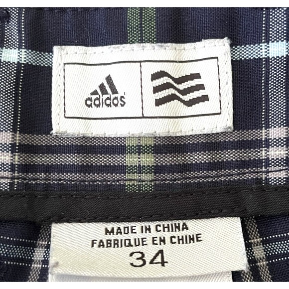 Adidas Men's‎ Golf Shorts Size 34 Plaid Blue/Green Chino Flat Front Stretch Logo - Picture 5 of 7